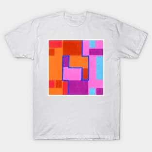 Inverted Alien Pixel Map Geometric Abstract Acrylic Painting T-Shirt